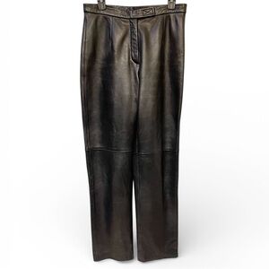 Siena Studio Black 100% Leather Straight Leg Pants - 10